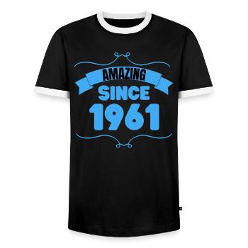 Cadeau du 62e anniversaire Incroyable depuis 1961 - T-shirt contrasté Homme - noir/blanc - Devant - AI Model Female 172 light (172cm) & AI Model Male 178 light (178cm)