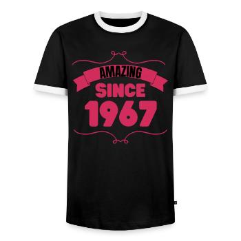 Cadeau du 56e anniversaire Incroyable depuis 1967 - T-shirt contrasté Homme - noir/blanc - Devant - AI Model Female 172 light (172cm) & AI Model Male 178 light (178cm)