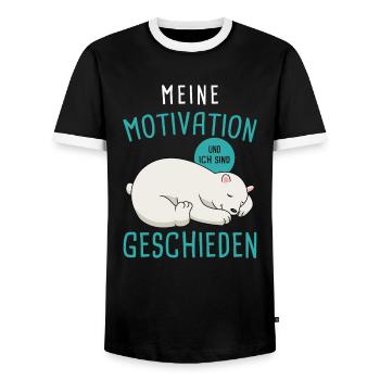 Schlafmütze Faulenzen Schlafen Pyjama Eisbär - Männer Kontrast-T-Shirt - Schwarz/Weiß - Vorne - AI Model Female 172 light (172cm) & AI Model Male 178 light (178cm)