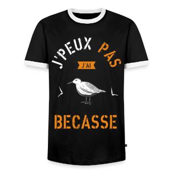 J Peux Pas J Ai Bécasse - T-shirt contrasté Homme - noir/blanc - Devant - AI Model Female 172 light (172cm) & AI Model Male 178 light (178cm)