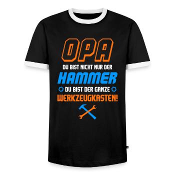 Opa Nicht Nur Der Hammer Sondern Werkzeugkasten - Männer Kontrast-T-Shirt - Schwarz/Weiß - Vorne - AI Model Female 172 light (172cm) & AI Model Male 178 light (178cm)