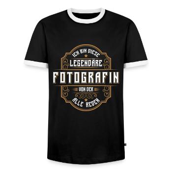 Fotografin Hobbyfotografin Kamera Fotos Shooting - Männer Kontrast-T-Shirt - Schwarz/Weiß - Vorne - AI Model Female 172 light (172cm) & AI Model Male 178 light (178cm)