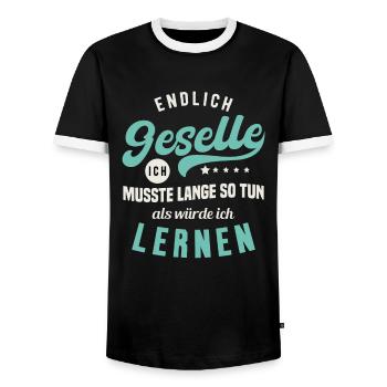 Gesellenprüfung Ausbildung Bestanden Geselle - Männer Kontrast-T-Shirt - Schwarz/Weiß - Vorne - AI Model Female 172 light (172cm) & AI Model Male 178 light (178cm)