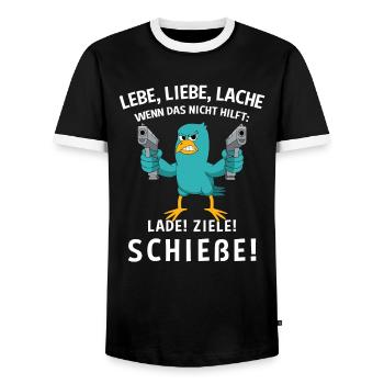 Lebe Liebe Lache Wenn Das Nicht Hilft Lade Ziele - Männer Kontrast-T-Shirt - Schwarz/Weiß - Vorne - AI Model Female 172 light (172cm) & AI Model Male 178 light (178cm)