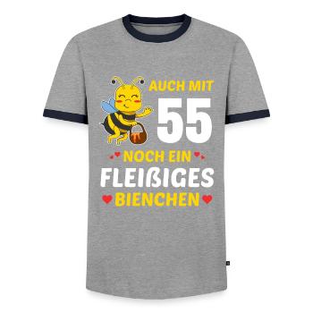 Imker 55. Geburtstag Bienen Fleißiges Bienchen - Männer Kontrast-T-Shirt - Grau/Navy  - Vorne - AI Model Female 172 light (172cm) & AI Model Male 178 light (178cm)
