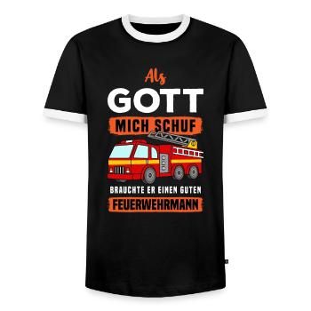 Feuerwehrauto Feuerwehrleute Feuerwehrmann - Männer Kontrast-T-Shirt - Schwarz/Weiß - Vorne - AI Model Female 172 light (172cm) & AI Model Male 178 light (178cm)