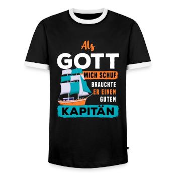 Segelboot Segelschiff Bootsfahrer Kapitän - Männer Kontrast-T-Shirt - Schwarz/Weiß - Vorne - AI Model Female 172 light (172cm) & AI Model Male 178 light (178cm)