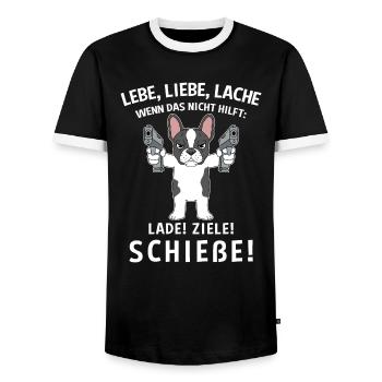 Lebe Liebe Lache Wenn Das Nicht Hilft Lade Ziele - Männer Kontrast-T-Shirt - Schwarz/Weiß - Vorne - AI Model Female 172 light (172cm) & AI Model Male 178 light (178cm)