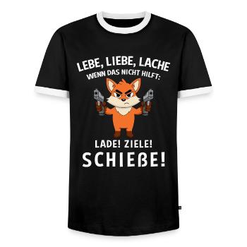 Lebe Liebe Lache Wenn Das Nicht Hilft Lade Ziele - Männer Kontrast-T-Shirt - Schwarz/Weiß - Vorne - AI Model Female 172 light (172cm) & AI Model Male 178 light (178cm)
