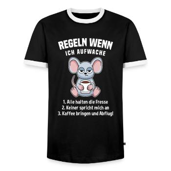 Maus Morgenmuffel Kaffee Regeln Wenn Ich Aufwache - Männer Kontrast-T-Shirt - Schwarz/Weiß - Vorne - AI Model Female 172 light (172cm) & AI Model Male 178 light (178cm)