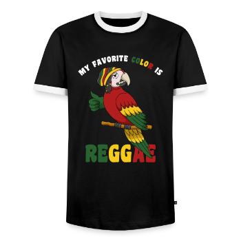 My Favorite Color Is Reggae Parrot - Men's Ringer Shirt - black/white - Front - AI Model Female 172 light (172cm) & AI Model Male 178 light (178cm)