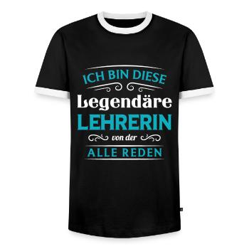Ich Bin Diese Legendäre Lehrerin Von Der Alle Rede - Männer Kontrast-T-Shirt - Schwarz/Weiß - Vorne - AI Model Female 172 light (172cm) & AI Model Male 178 light (178cm)