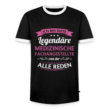 Arzthelferin Medizinische Fachangestellte MFA - Männer Kontrast-T-Shirt - Schwarz/Weiß - Vorne - AI Model Female 172 light (172cm) & AI Model Male 178 light (178cm)