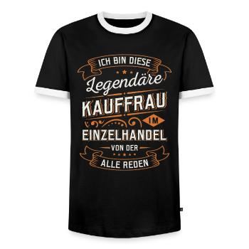 Einzelhandel Verkäuferin Kauffrau im Einzelhandel - Männer Kontrast-T-Shirt - Schwarz/Weiß - Vorne - AI Model Female 172 light (172cm) & AI Model Male 178 light (178cm)