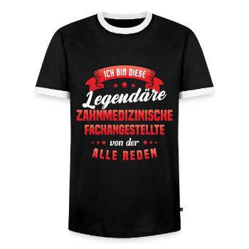 Zahnarzthelferin Zahnmedizinische Fachangestellte - Männer Kontrast-T-Shirt - Schwarz/Weiß - Vorne - AI Model Female 172 light (172cm) & AI Model Male 178 light (178cm)
