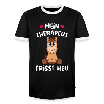 Reiterin Pferd Reitsport Hobby Pony Reiten - Männer Kontrast-T-Shirt - Schwarz/Weiß - Vorne - AI Model Female 172 light (172cm) & AI Model Male 178 light (178cm)