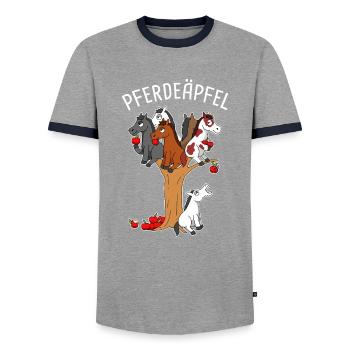 Reiterin Pferd Reitsport Pony Reiten Pferdeäpfel - Männer Kontrast-T-Shirt - Grau/Navy  - Vorne - AI Model Female 172 light (172cm) & AI Model Male 178 light (178cm)