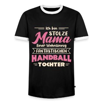 Hallen Sport Handballerin Handballverein Handball - Männer Kontrast-T-Shirt - Schwarz/Weiß - Vorne - AI Model Female 172 light (172cm) & AI Model Male 178 light (178cm)