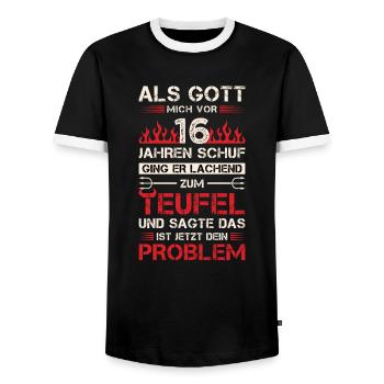 Als Gott Mich Vor 16 Jahren Schuf Geburtstag - Männer Kontrast-T-Shirt - Schwarz/Weiß - Vorne - AI Model Female 172 light (172cm) & AI Model Male 178 light (178cm)