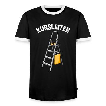 Kursleiter Fitnesstrainer Muskeltraining Fitness - Männer Kontrast-T-Shirt - Schwarz/Weiß - Vorne - AI Model Female 172 light (172cm) & AI Model Male 178 light (178cm)