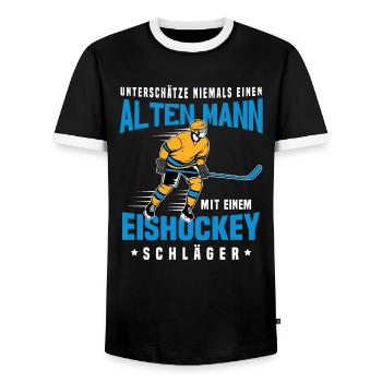 Eishockey Ausrüstung für Eishockeyspieler - Männer Kontrast-T-Shirt - Schwarz/Weiß - Vorne - AI Model Female 172 light (172cm) & AI Model Male 178 light (178cm)