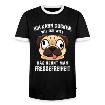Fressefreiheit Tier Gesichtsausdruck Motiv - Männer Kontrast-T-Shirt - Schwarz/Weiß - Vorne - AI Model Female 172 light (172cm) & AI Model Male 178 light (178cm)