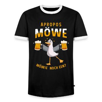 Apropos Möwe Möwie noch Een Norddeutschland - Männer Kontrast-T-Shirt - Schwarz/Weiß - Vorne - AI Model Female 172 light (172cm) & AI Model Male 178 light (178cm)
