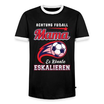Fußball Mama Es Könnte Eskalieren Mutti Mutter - Männer Kontrast-T-Shirt - Schwarz/Weiß - Vorne - AI Model Female 172 light (172cm) & AI Model Male 178 light (178cm)
