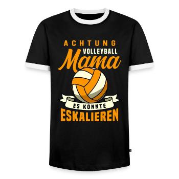 Achtung Volleyball Mama Es Könnte Eskalieren - Männer Kontrast-T-Shirt - Schwarz/Weiß - Vorne - AI Model Female 172 light (172cm) & AI Model Male 178 light (178cm)