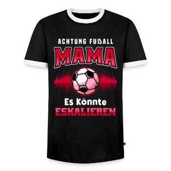 Fußball Mama Es Könnte Eskalieren Mutti Mutter - Männer Kontrast-T-Shirt - Schwarz/Weiß - Vorne - AI Model Female 172 light (172cm) & AI Model Male 178 light (178cm)
