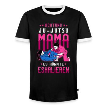 Kampfsport Kampfkunst Ju-Jutsu Mama - Männer Kontrast-T-Shirt - Schwarz/Weiß - Vorne - AI Model Female 172 light (172cm) & AI Model Male 178 light (178cm)