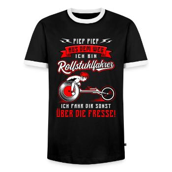 Rollifahrer Menschen Mit Behinderung Rollstuhl - Männer Kontrast-T-Shirt - Schwarz/Weiß - Vorne - AI Model Female 172 light (172cm) & AI Model Male 178 light (178cm)