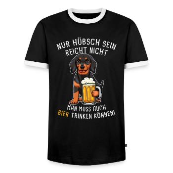 Nur Hübsch Sein Reicht Nicht Biertrinker - Männer Kontrast-T-Shirt - Schwarz/Weiß - Vorne - AI Model Female 172 light (172cm) & AI Model Male 178 light (178cm)