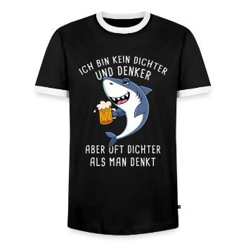 Ich Bin Kein Dichter Und Denker Biertrinker - Männer Kontrast-T-Shirt - Schwarz/Weiß - Vorne - AI Model Female 172 light (172cm) & AI Model Male 178 light (178cm)