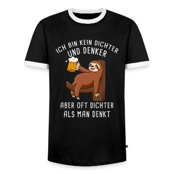 Ich Bin Kein Dichter Und Denker Biertrinker - Männer Kontrast-T-Shirt - Schwarz/Weiß - Vorne - AI Model Female 172 light (172cm) & AI Model Male 178 light (178cm)