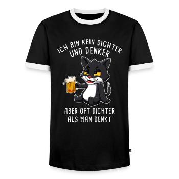 Ich Bin Kein Dichter Und Denker Biertrinker - Männer Kontrast-T-Shirt - Schwarz/Weiß - Vorne - AI Model Female 172 light (172cm) & AI Model Male 178 light (178cm)
