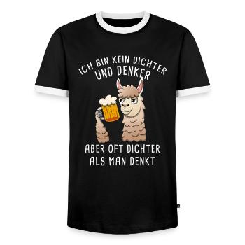 Ich Bin Kein Dichter Und Denker Biertrinker - Männer Kontrast-T-Shirt - Schwarz/Weiß - Vorne - AI Model Female 172 light (172cm) & AI Model Male 178 light (178cm)