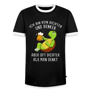 Ich Bin Kein Dichter Und Denker Biertrinker - Männer Kontrast-T-Shirt - Schwarz/Weiß - Vorne - AI Model Female 172 light (172cm) & AI Model Male 178 light (178cm)