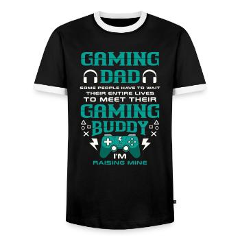 Zocker Vater Nachwuchs Baby Kind Gamer Joystick - Männer Kontrast-T-Shirt - Schwarz/Weiß - Vorne - AI Model Female 172 light (172cm) & AI Model Male 178 light (178cm)