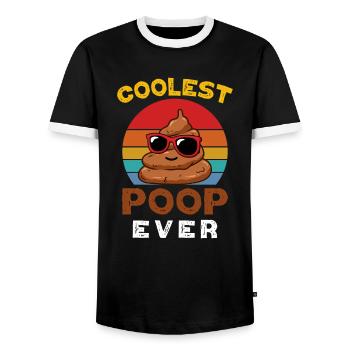 Poop Funny Saying Toilets Coolest Poop Ever - Men's Ringer Shirt - black/white - Front - AI Model Female 172 light (172cm) & AI Model Male 178 light (178cm)
