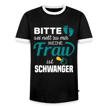 Bitte Sei Nett Zu Mir Meine Frau Ist Schwanger - Männer Kontrast-T-Shirt - Schwarz/Weiß - Vorne - AI Model Female 172 light (172cm) & AI Model Male 178 light (178cm)