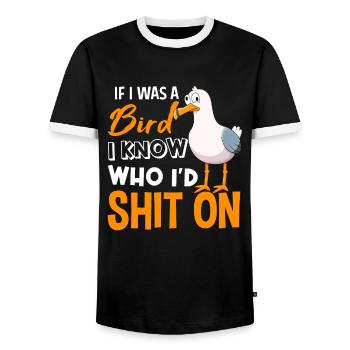 If I Was A Bird I Know Who I’d Shit On - Männer Kontrast-T-Shirt - Schwarz/Weiß - Vorne - AI Model Female 172 light (172cm) & AI Model Male 178 light (178cm)