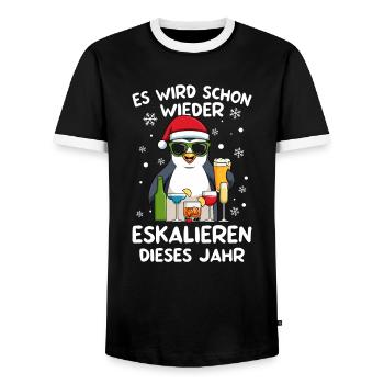 Weihnachtszeit Weihnachten Pinguin Alkohol Fest - Männer Kontrast-T-Shirt - Schwarz/Weiß - Vorne - AI Model Female 172 light (172cm) & AI Model Male 178 light (178cm)