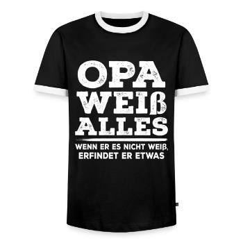 Opa Weiß Alles Großvater Opa - Männer Kontrast-T-Shirt - Schwarz/Weiß - Vorne - AI Model Female 172 light (172cm) & AI Model Male 178 light (178cm)