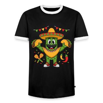 Mexique Maracas Sombrero Hat Tacos Cactus - T-shirt contrasté Homme - noir/blanc - Devant - AI Model Female 172 light (172cm) & AI Model Male 178 light (178cm)