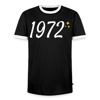 1972 - T-shirt contrasté Homme - noir/blanc - Devant - AI Model Female 172 light (172cm) & AI Model Male 178 light (178cm)