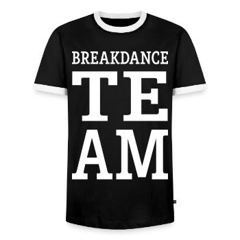 Équipe de breakdance Mannschaft - T-shirt contrasté Homme - noir/blanc - Devant - AI Model Female 172 light (172cm) & AI Model Male 178 light (178cm)
