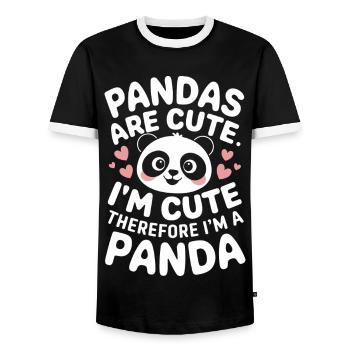 Pandabär Panda Tier Pandas - Männer Kontrast-T-Shirt - Schwarz/Weiß - Vorne - AI Model Female 172 light (172cm) & AI Model Male 178 light (178cm)