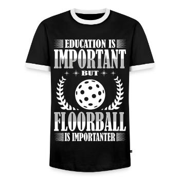 Floorball - Männer Kontrast-T-Shirt - Schwarz/Weiß - Vorne - AI Model Female 172 light (172cm) & AI Model Male 178 light (178cm)