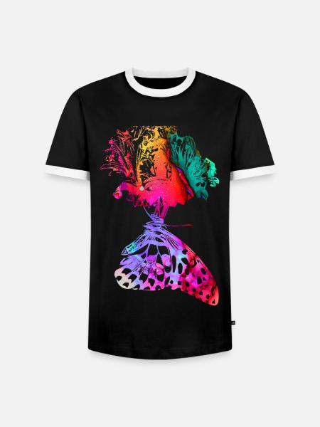 Bunter Schmetterling Blumenblüte - Männer Kontrast-T-Shirt - Schwarz/Weiß